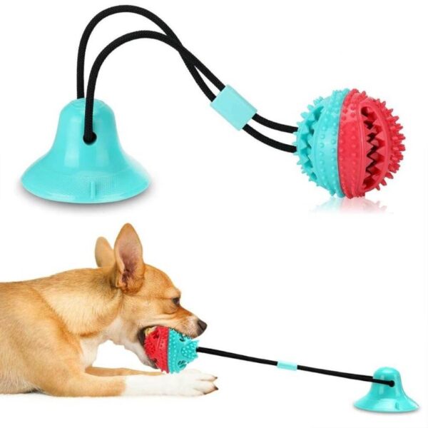 Juguete interactivo para perros Extralink Pet-842 con ventosa, pelota texturizada y cuerdas elásticas.