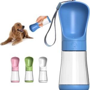 Bebedero portátil para mascotas de 350ml disponible en colores azul, rosa, verde y blanco