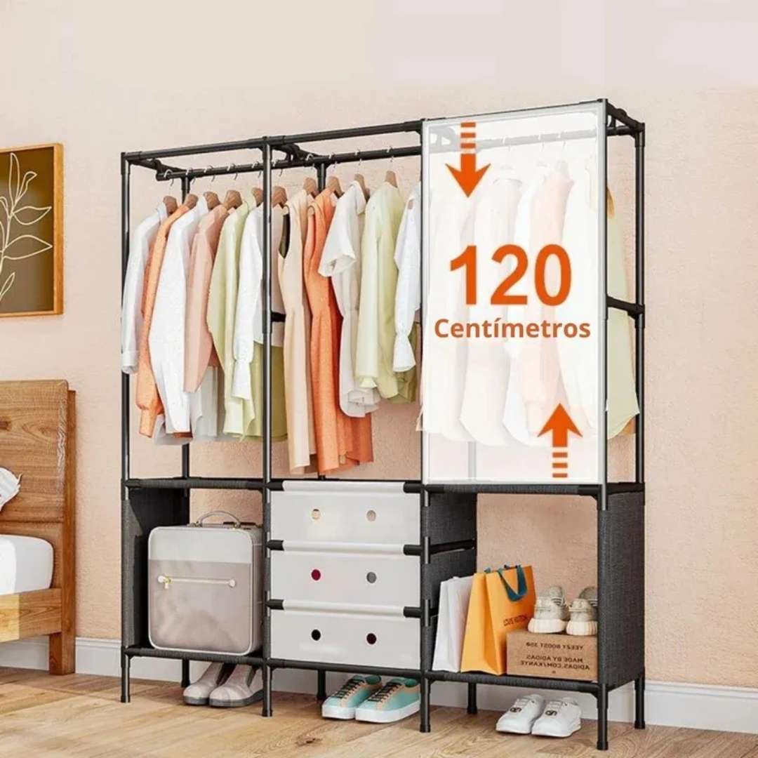 Closet organizador multifuncional 3 espacios en dormitorio moderno blanco