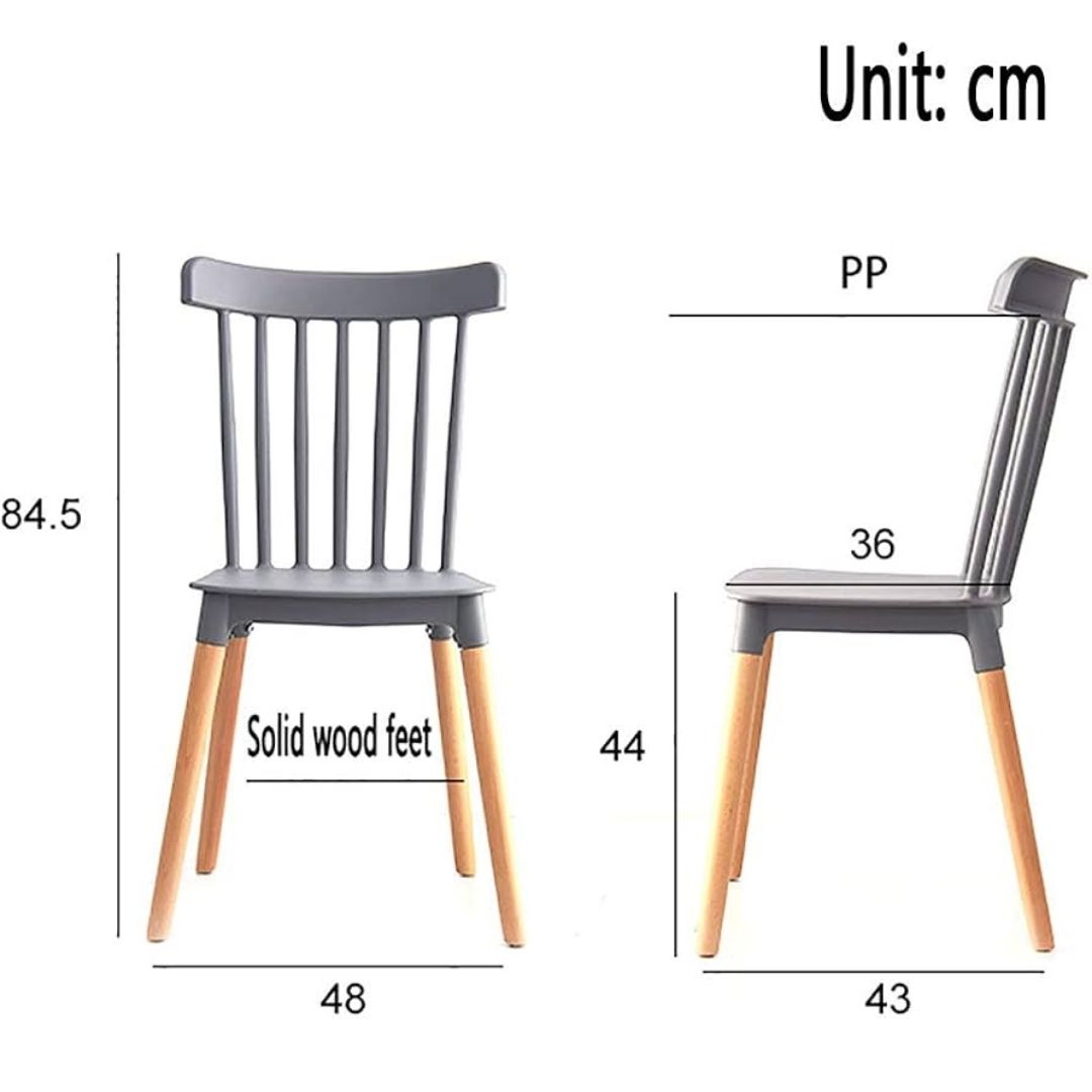 Diagrama con medidas detalladas en centímetros de la Silla Windsor gris de comedor.